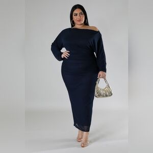 Lust Days Asymmetrical Navy Dress